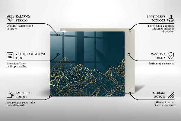 Skärbräda av glas Abstrakta berg