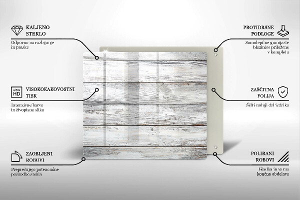 Skärbräda av glas Ljusa träskivor