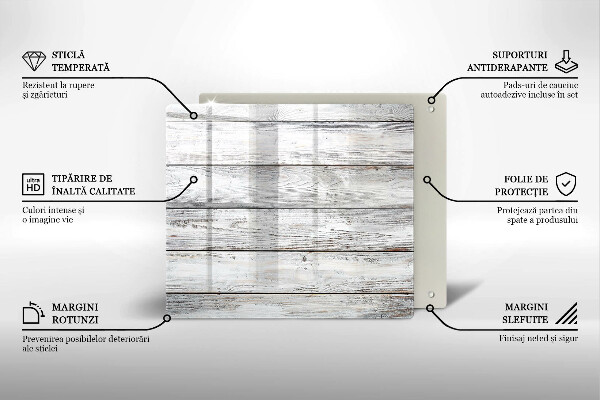 Skärbräda av glas Ljusa träskivor