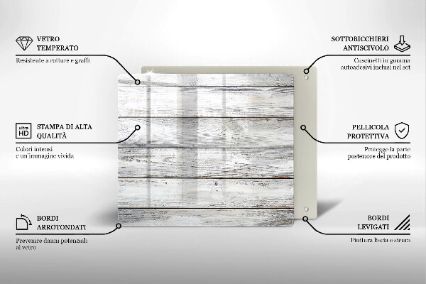 Skärbräda av glas Ljusa träskivor