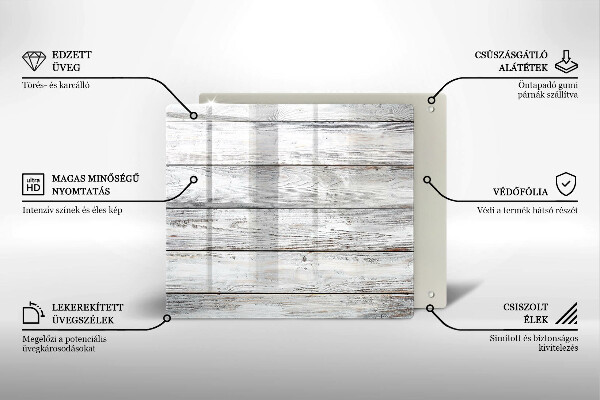 Skärbräda av glas Ljusa träskivor