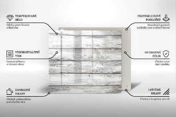 Skärbräda av glas Ljusa träskivor