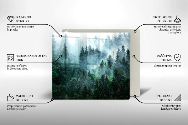 Skärbräda av glas Skog i dimman