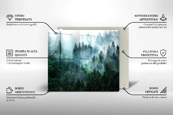 Skärbräda av glas Skog i dimman