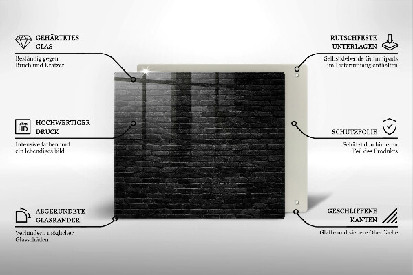 Skärbräda av glas Tegelvägg