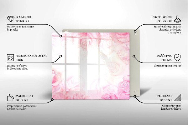 Skärbräda av glas Delikat rosor bakgrund