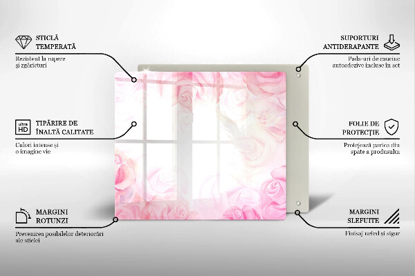 Skärbräda av glas Delikat rosor bakgrund