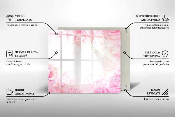 Skärbräda av glas Delikat rosor bakgrund