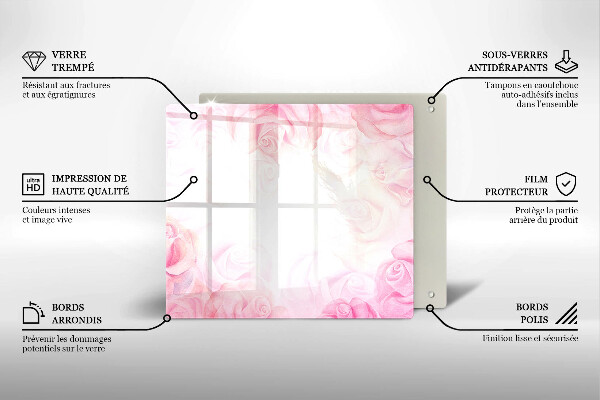 Skärbräda av glas Delikat rosor bakgrund