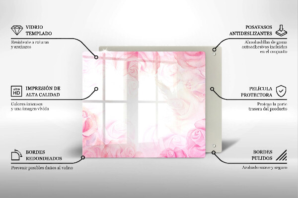 Skärbräda av glas Delikat rosor bakgrund