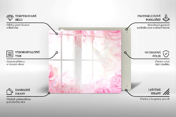 Skärbräda av glas Delikat rosor bakgrund