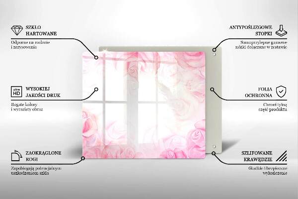 Skärbräda av glas Delikat rosor bakgrund