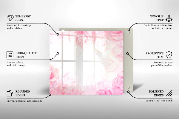 Skärbräda av glas Delikat rosor bakgrund