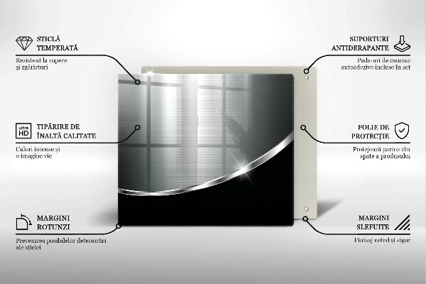 Skärbräda av glas Abstraktion med metall