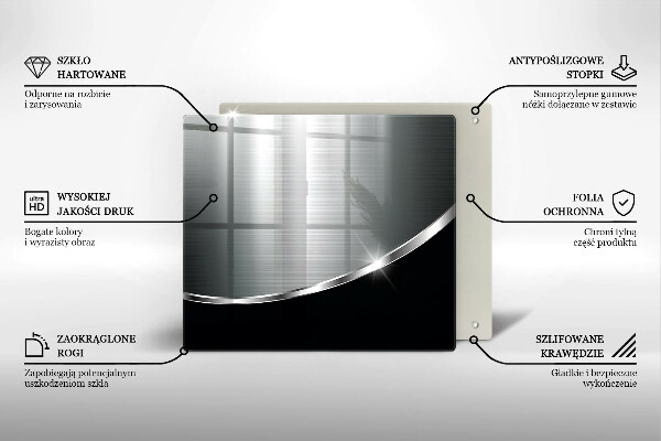 Skärbräda av glas Abstraktion med metall