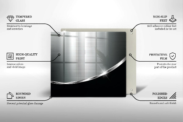 Skärbräda av glas Abstraktion med metall
