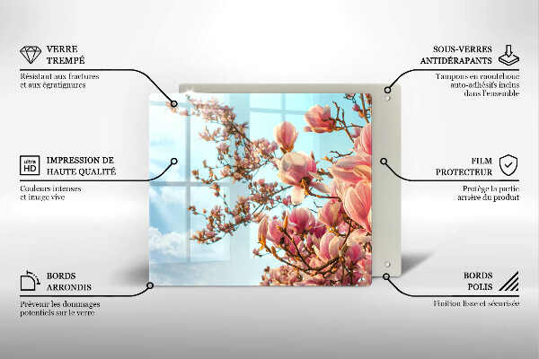 Skärbräda av glas Rosa blommor träd