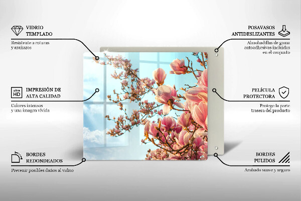 Skärbräda av glas Rosa blommor träd