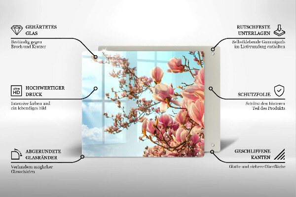 Skärbräda av glas Rosa blommor träd