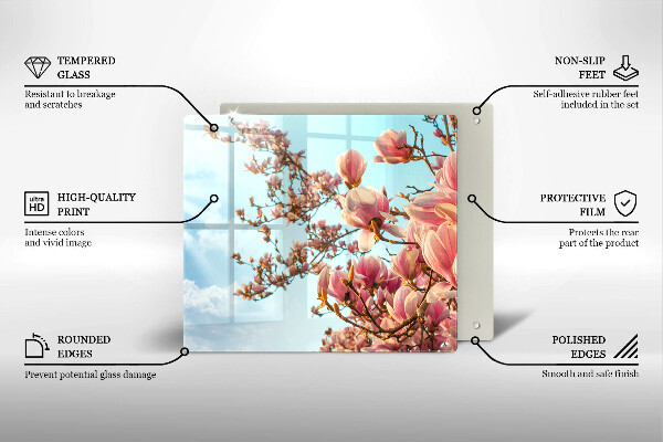 Skärbräda av glas Rosa blommor träd