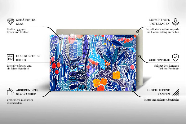 Skärbräda glas modern Målad äng