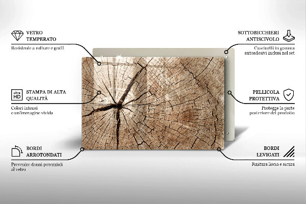 Skärbräda glas modern Tvärsnitt av ett träd