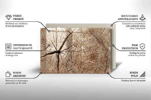 Skärbräda glas modern Tvärsnitt av ett träd