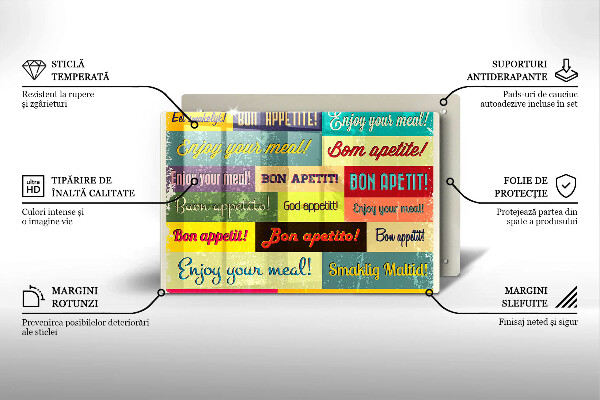 Skärbräda glas modern God aptit undertexter språk