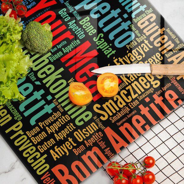 Skärbräda glas modern God aptit undertexter språk