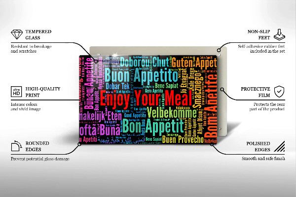 Skärbräda glas modern God aptit undertexter språk