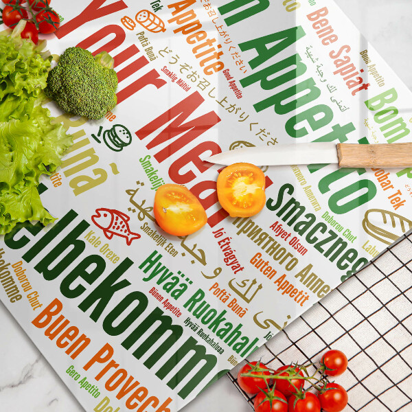 Skärbräda glas modern God aptit undertexter språk