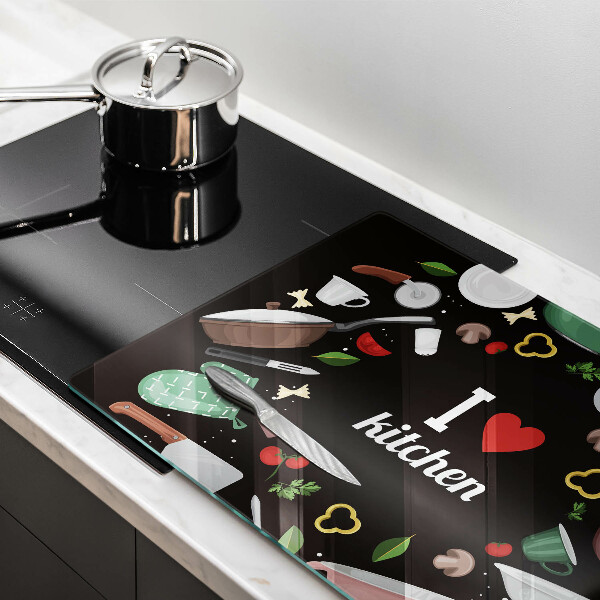 Skärbräda glas modern Jag älskar köksillustration