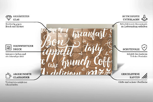 Skärbräda glas modern Undertexter God aptit