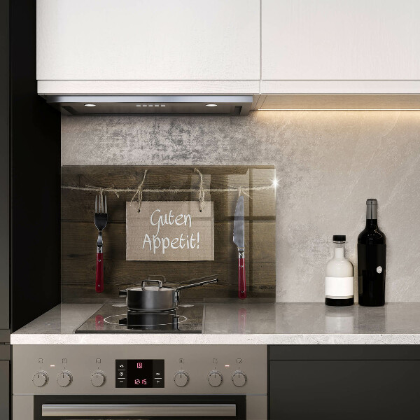 Skärbräda glas modern På brädorna står det Guten Appetit