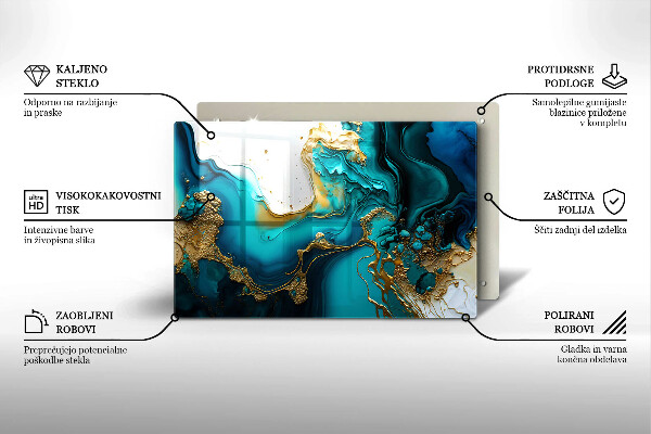 Skärbräda glas modern Turkos abstraktion