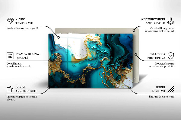 Skärbräda glas modern Turkos abstraktion