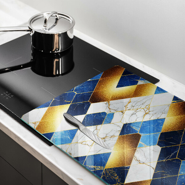 Skärbräda glas modern Gyllene romb marmor