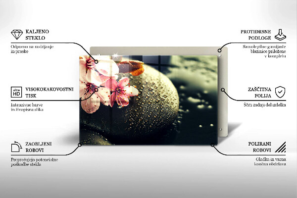 Skärbräda glas modern Blommor zen stenar