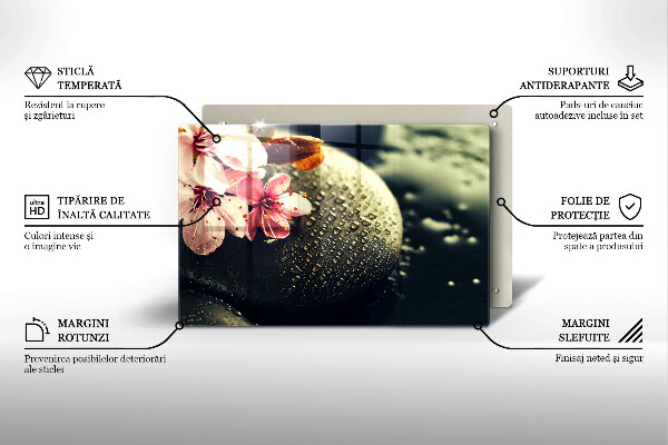 Skärbräda glas modern Blommor zen stenar