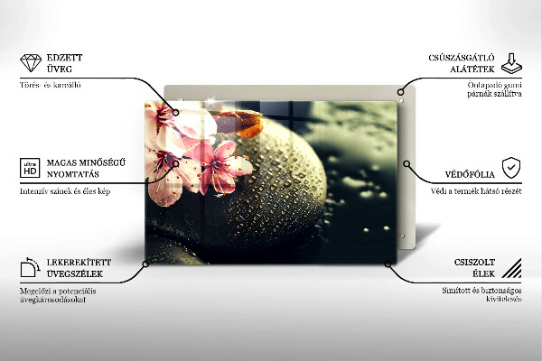 Skärbräda glas modern Blommor zen stenar