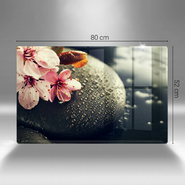 Skärbräda glas modern Blommor zen stenar