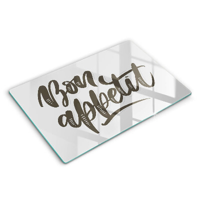 Skärbräda glas modern Inskriptionen Bon Appetit