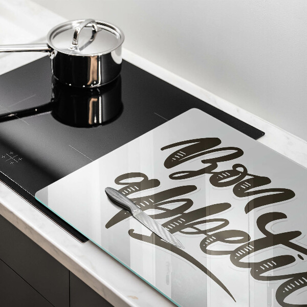 Skärbräda glas modern Inskriptionen Bon Appetit