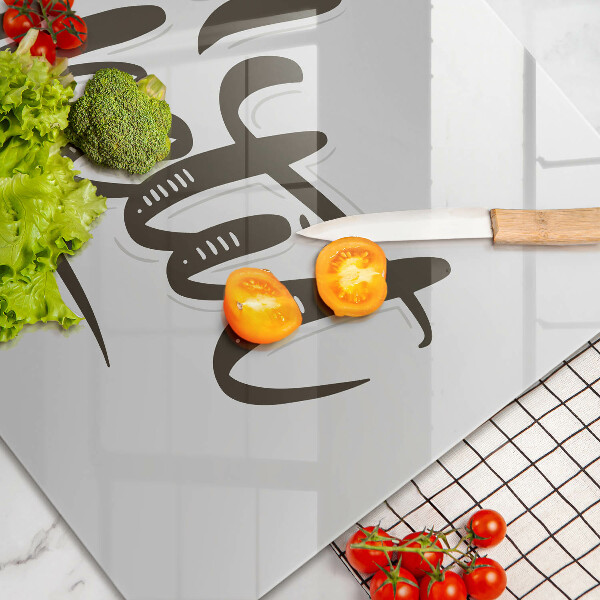 Skärbräda glas modern Inskriptionen Bon Appetit