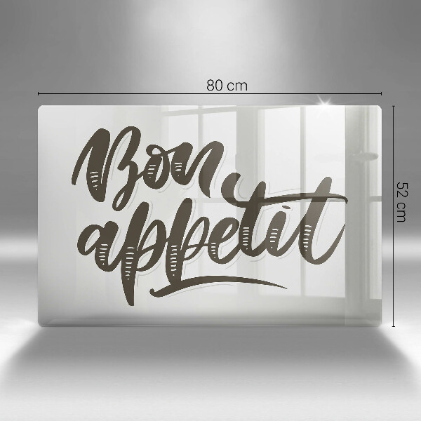 Skärbräda glas modern Inskriptionen Bon Appetit