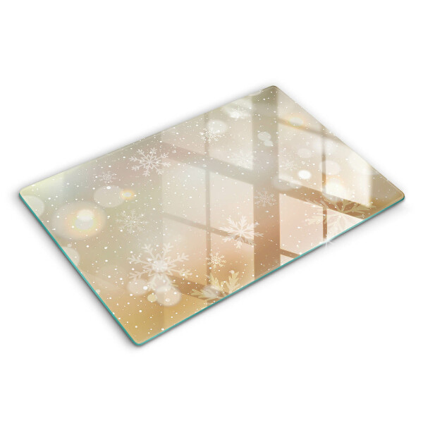 Skärbräda glas modern Snöflingor