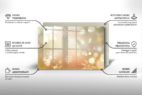 Skärbräda glas modern Snöflingor