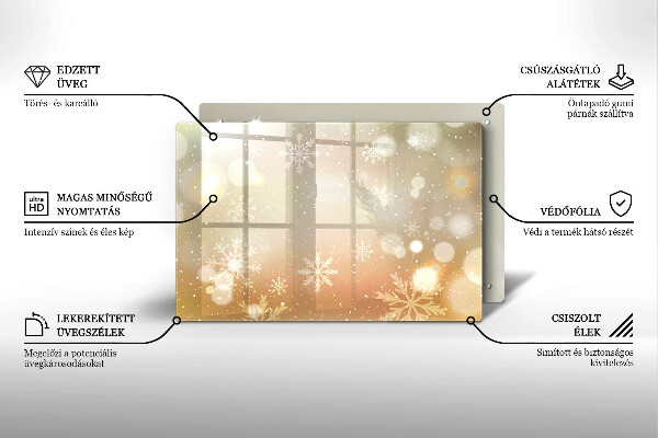 Skärbräda glas modern Snöflingor