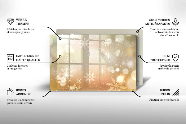 Skärbräda glas modern Snöflingor