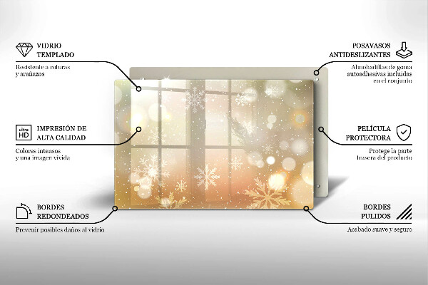 Skärbräda glas modern Snöflingor